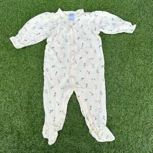 Vintage Little Me Floral Jumpsuit Girls Infant 9 Months‎ Bodysuit Romper Yellow
